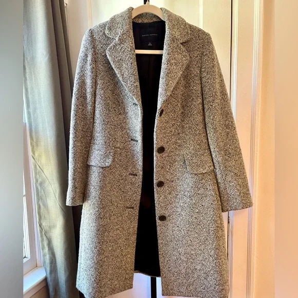 Banana Republic | Classic Black and White Tweed Midi Coat | Small - Picture 2 of 12